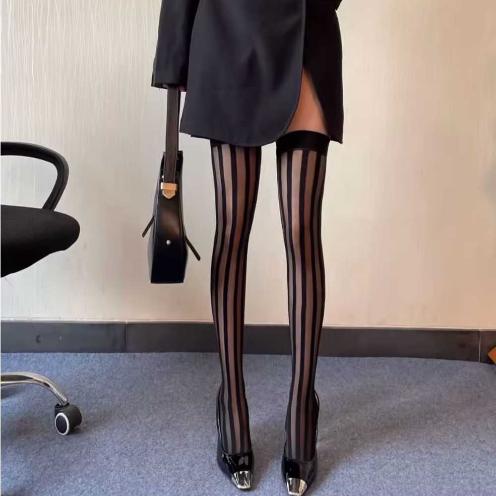 Striped Thigh High Socks